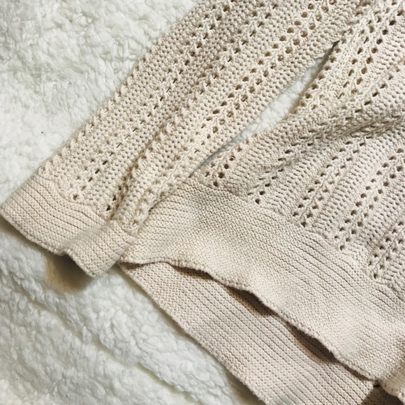 Bamboo Trader Cream Crochet Hoodie Sweater M - Picture 6 of 7